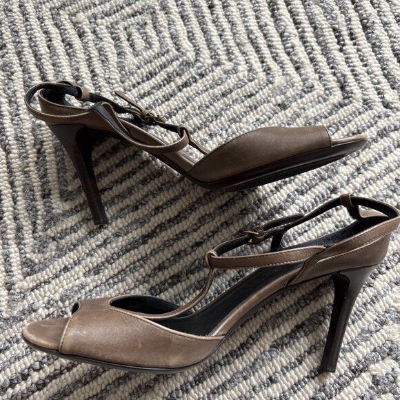 Burberry Leather T-Strap Heels - Muted Brown, Size 36 EU - Picture 2 of 4